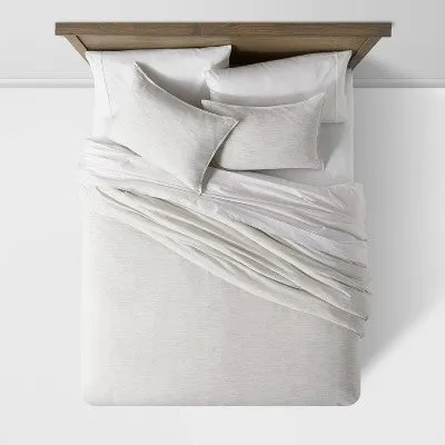 Open Box - 3pc Full/Queen Space Dyed Cotton Linen Duvet & Sham Set Light Gray - Threshold