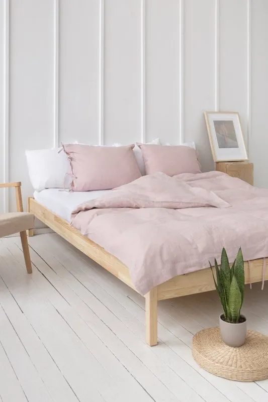 Pale Pink linen duvet cover with ties