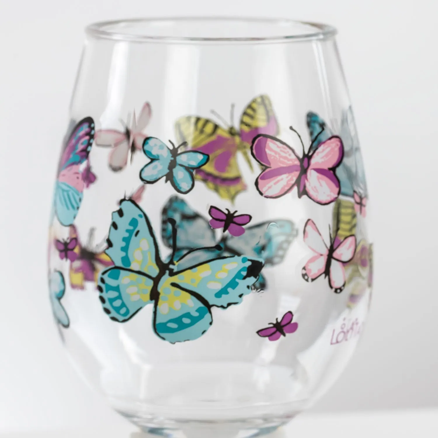 Party To Go Butterfly 15oz Acrylic Stemless Wine Glass | Set of 2