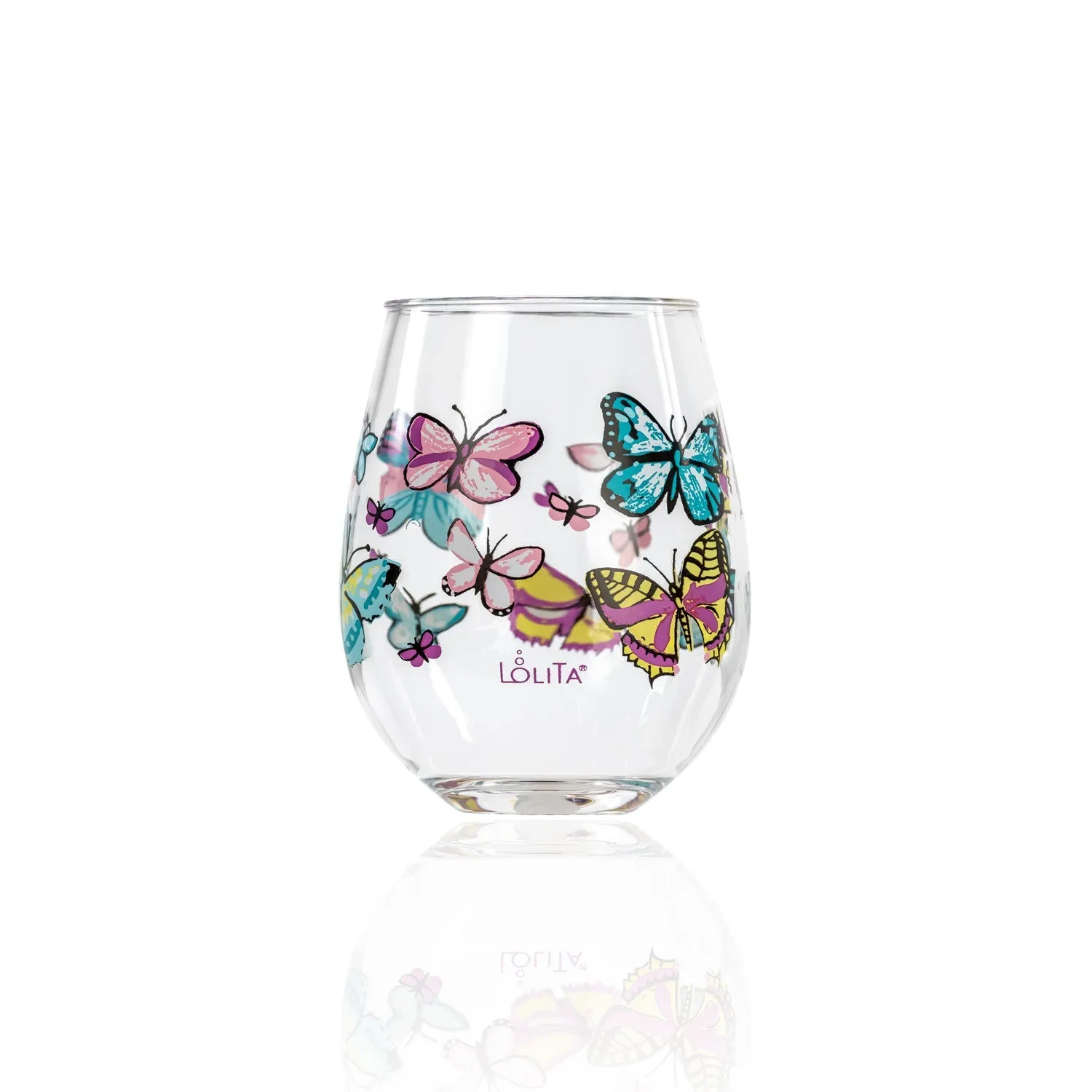 Party To Go Butterfly 15oz Acrylic Stemless Wine Glass | Set of 2