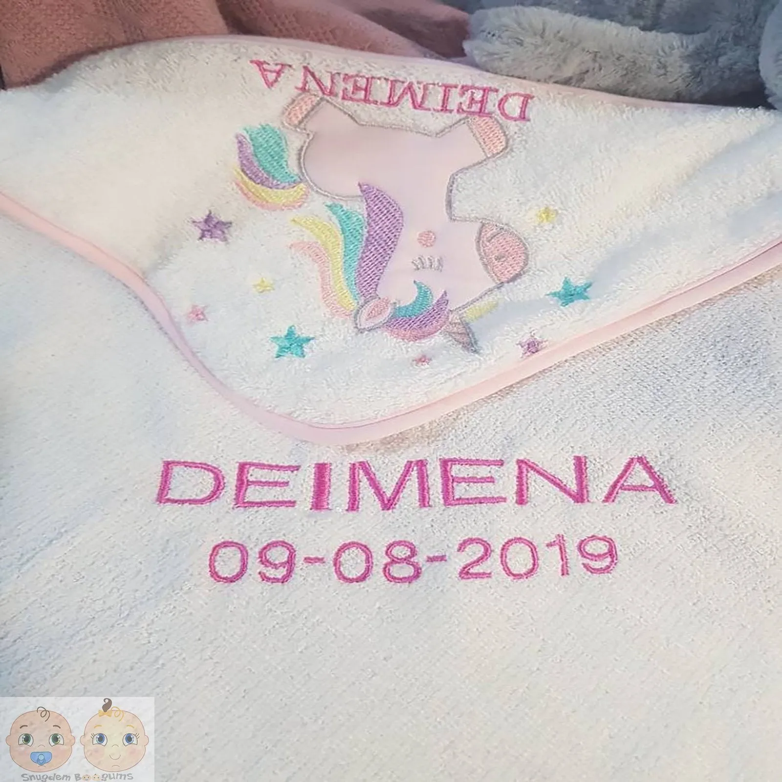 Personalised Pink Unicorn Hooded Wrap Towel