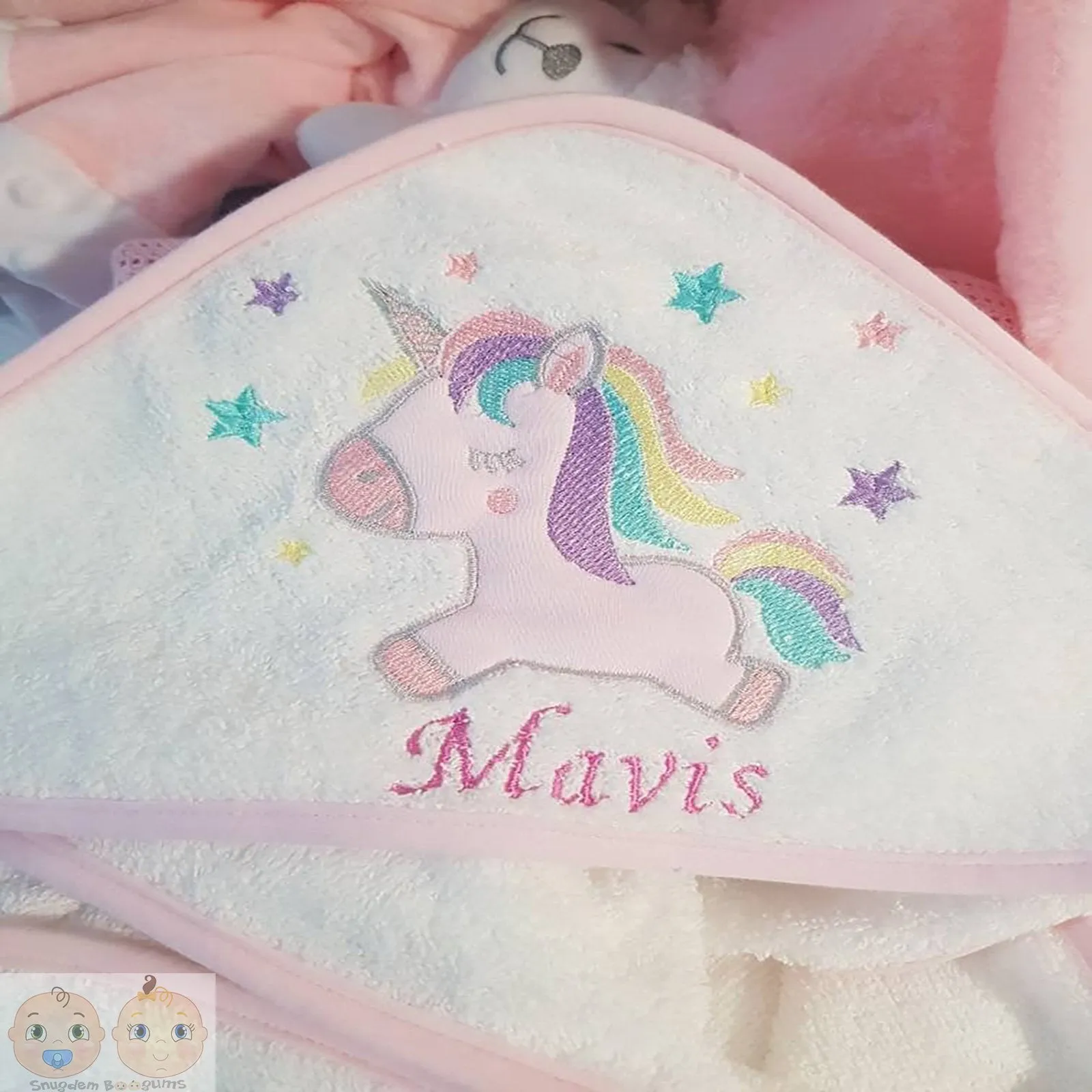 Personalised Pink Unicorn Hooded Wrap Towel