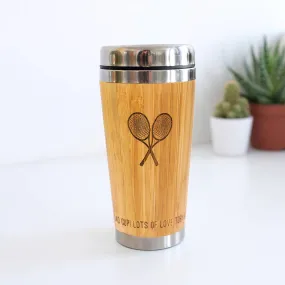 Personalised Wooden Tennis Travel Mug, Tennis Gift