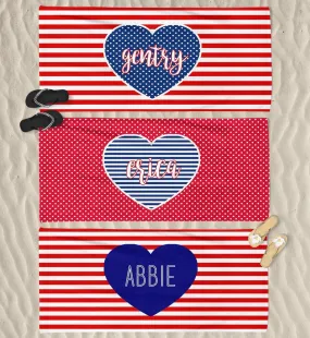 PERSONALIZED PATRIOTIC PREMIUM BEACH TOWEL (3 STYLES)