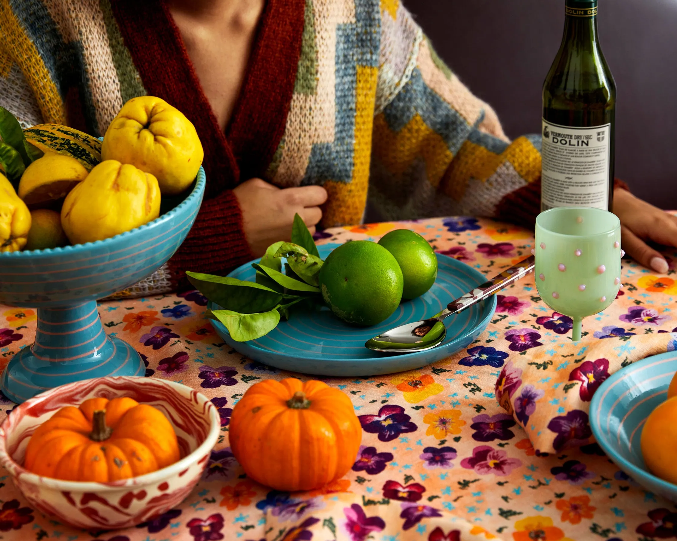 Pistachio Polkadot Wine Glass 2P Set