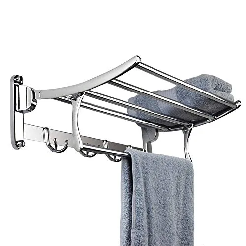 Plantex Folding Towel Bar/Stand for Bathroom/Towel Hanger/Towel Rack/Towel Holder -Bathroom Accessories (18 inches Long)