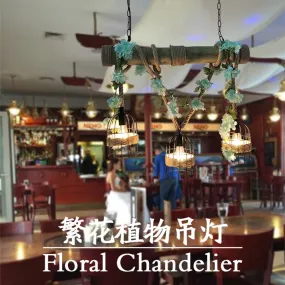 Plants Green Plants Hemp Rope Pendant Light Music Restaurant Barbecue Shop Light Industry Homestay Farm Chandelier