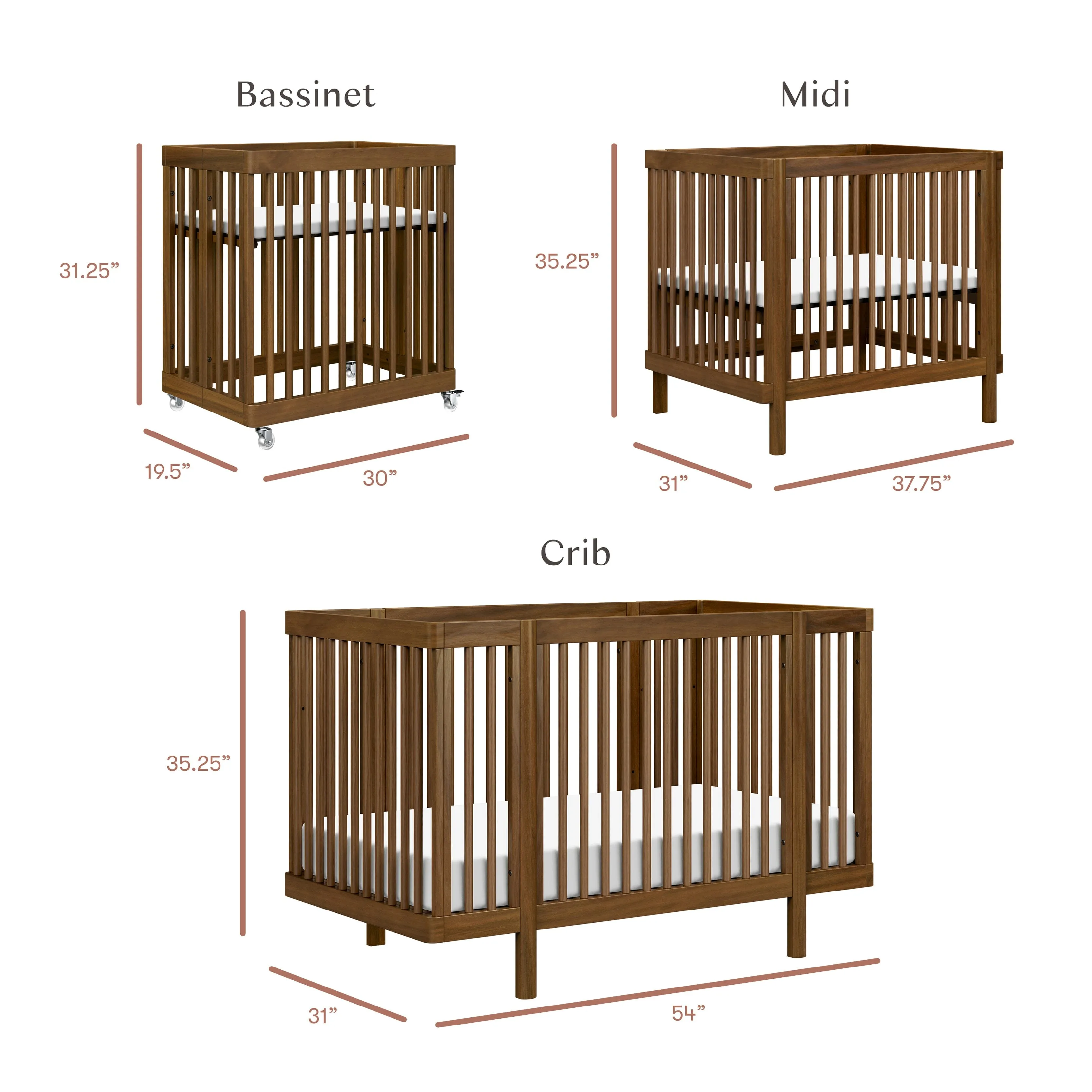 Pogo 8-in-1 Convertible Crib with All-Stages Conversion Kits | Natural Walnut