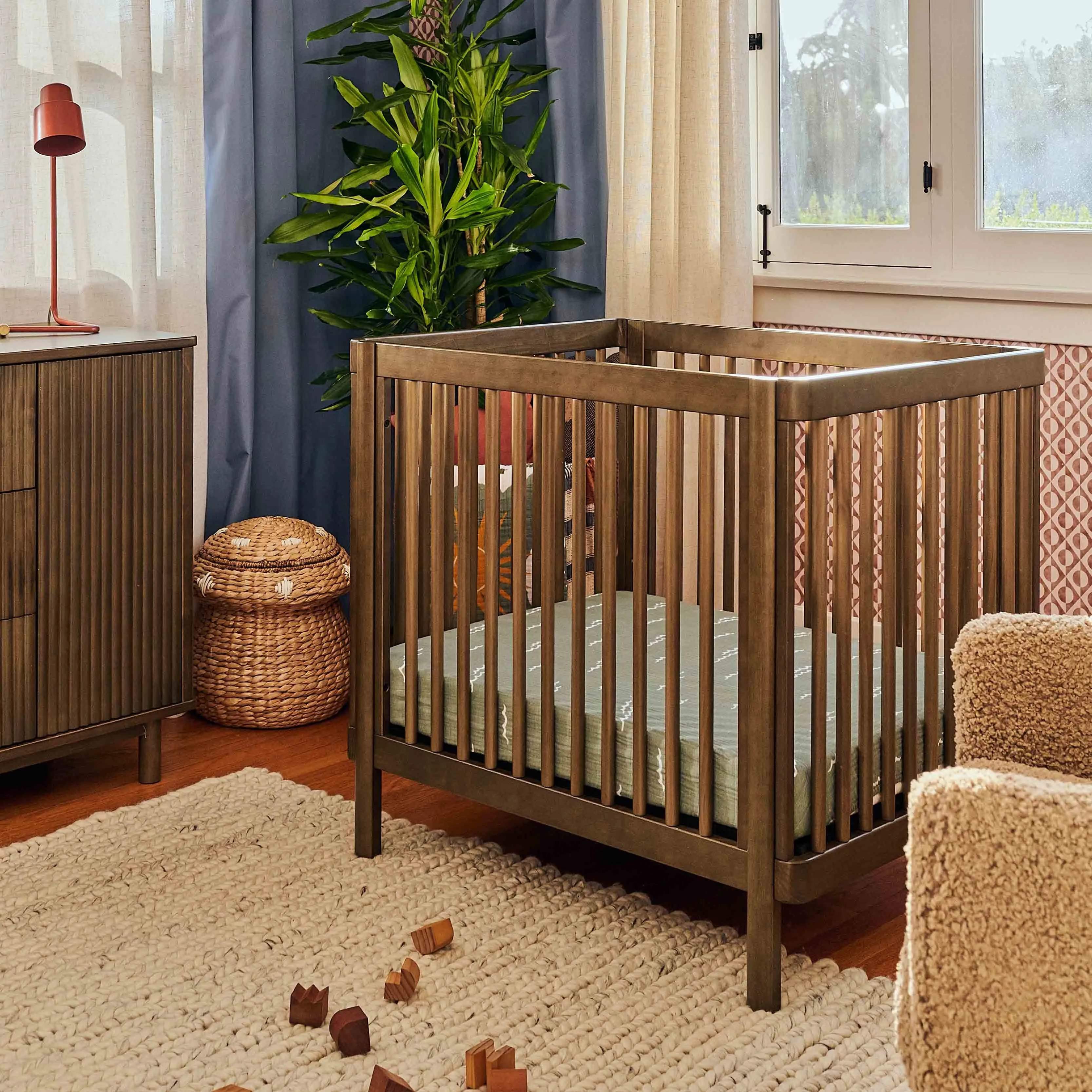 Pogo 8-in-1 Convertible Crib with All-Stages Conversion Kits | Natural Walnut