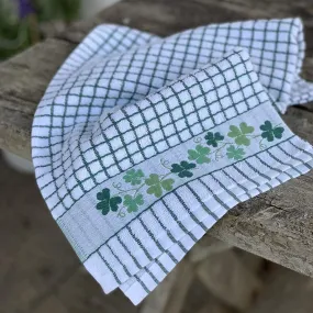 Poli-Dri Green Shamrock Cotton Jacquard Tea Towel