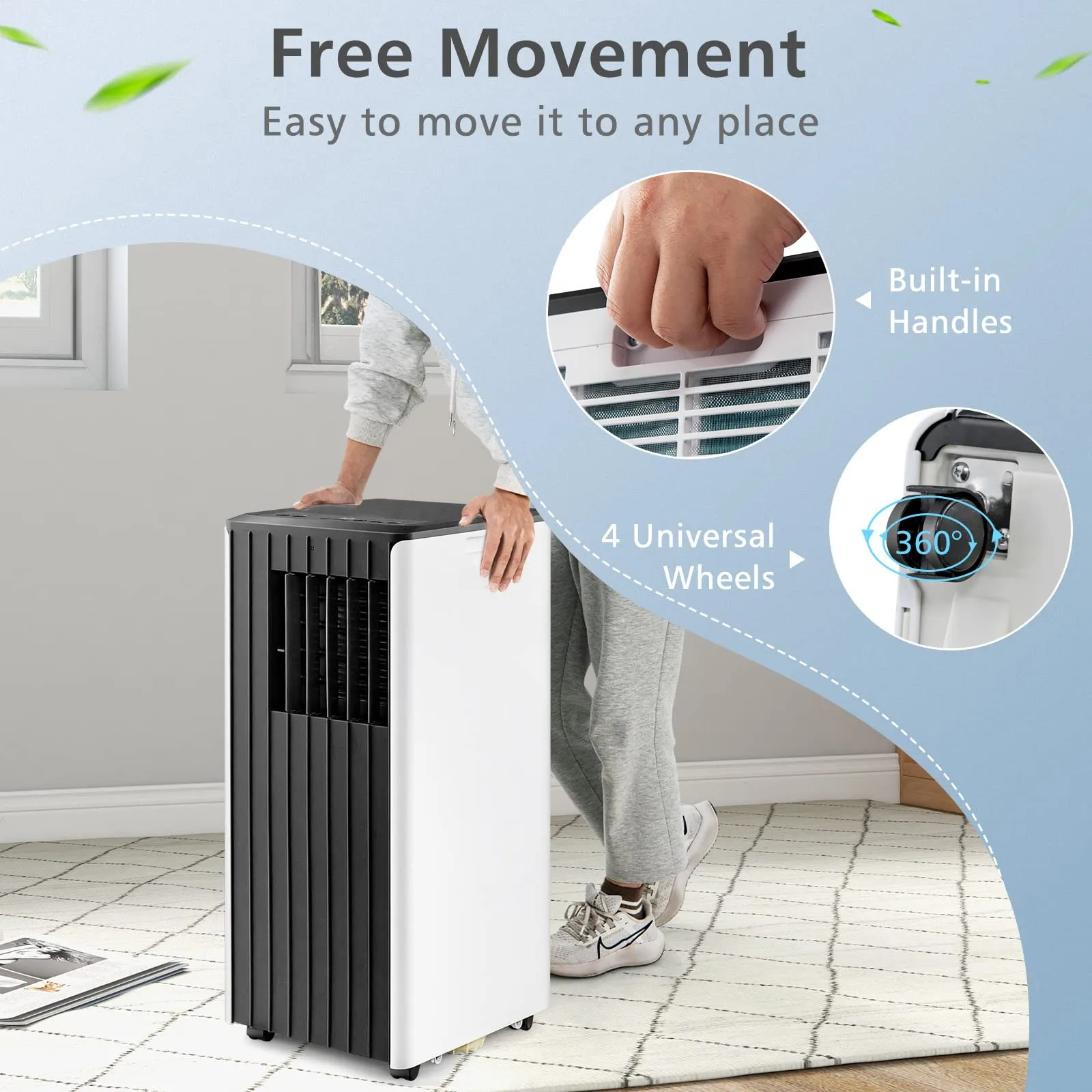 Portable Air Conditioner for Room up to 350 Sq. Ft, 10000 BTU 3-in-1 AC Unit for Bedroom w Dehumidifier/Fan/Cool/Sleep Mode