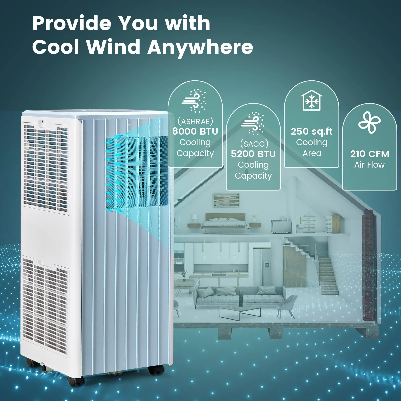 Portable Air Conditioner for Room up to 350 Sq. Ft, 10000 BTU 3-in-1 AC Unit for Bedroom w Dehumidifier/Fan/Cool/Sleep Mode