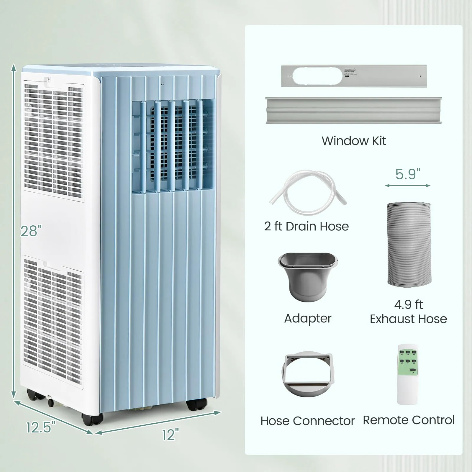 Portable Air Conditioner for Room up to 350 Sq. Ft, 10000 BTU 3-in-1 AC Unit for Bedroom w Dehumidifier/Fan/Cool/Sleep Mode