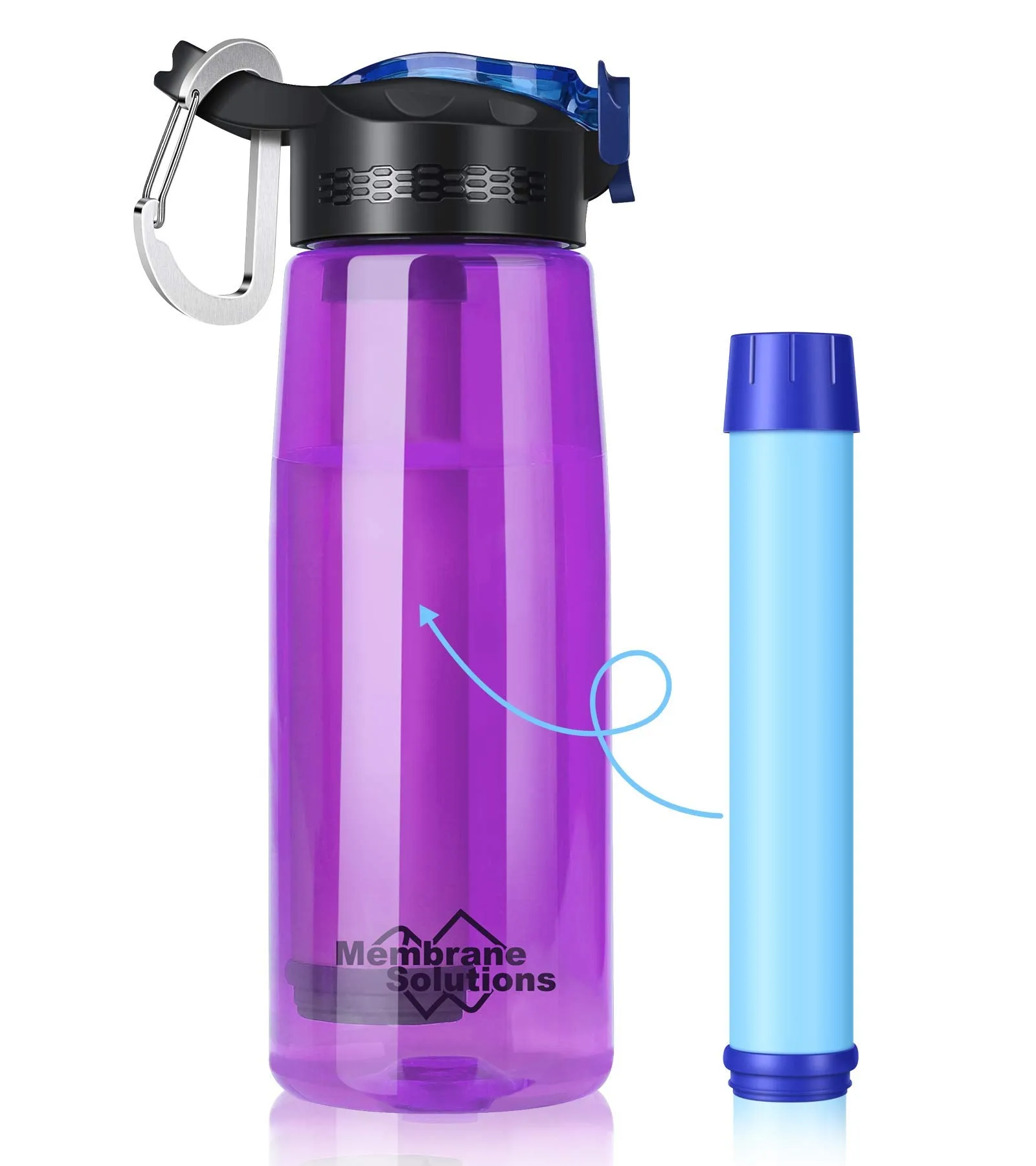 Portable Water Purifier Bottle With Filter Straw