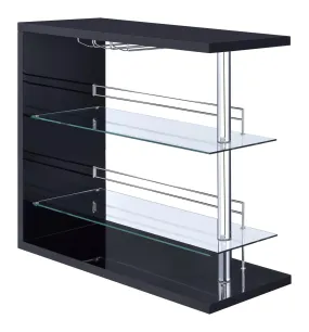 Prescott Rectangular 2-shelf Bar Unit Glossy Black