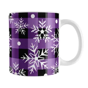 Purple and Black Buffalo Plaid Snowflake Mug