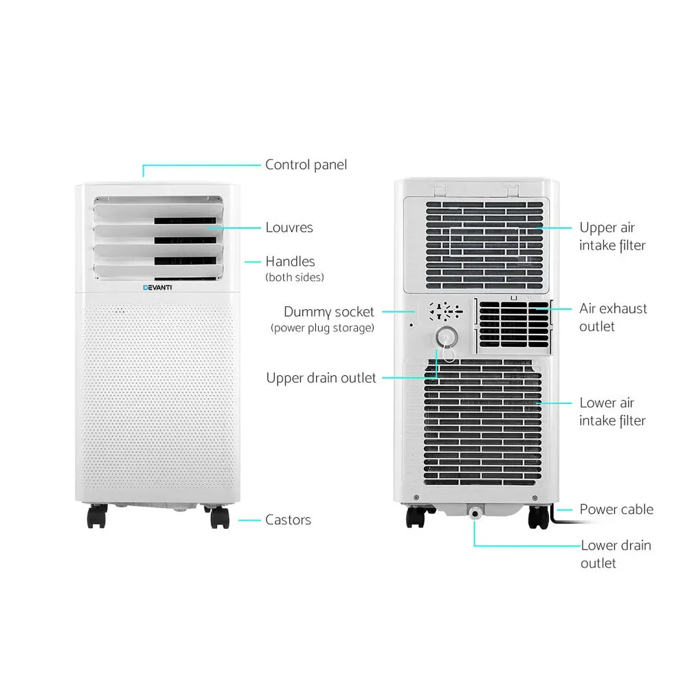 Quiet 7000BTU 3-in-1 Portable Air Conditioner - Devanti