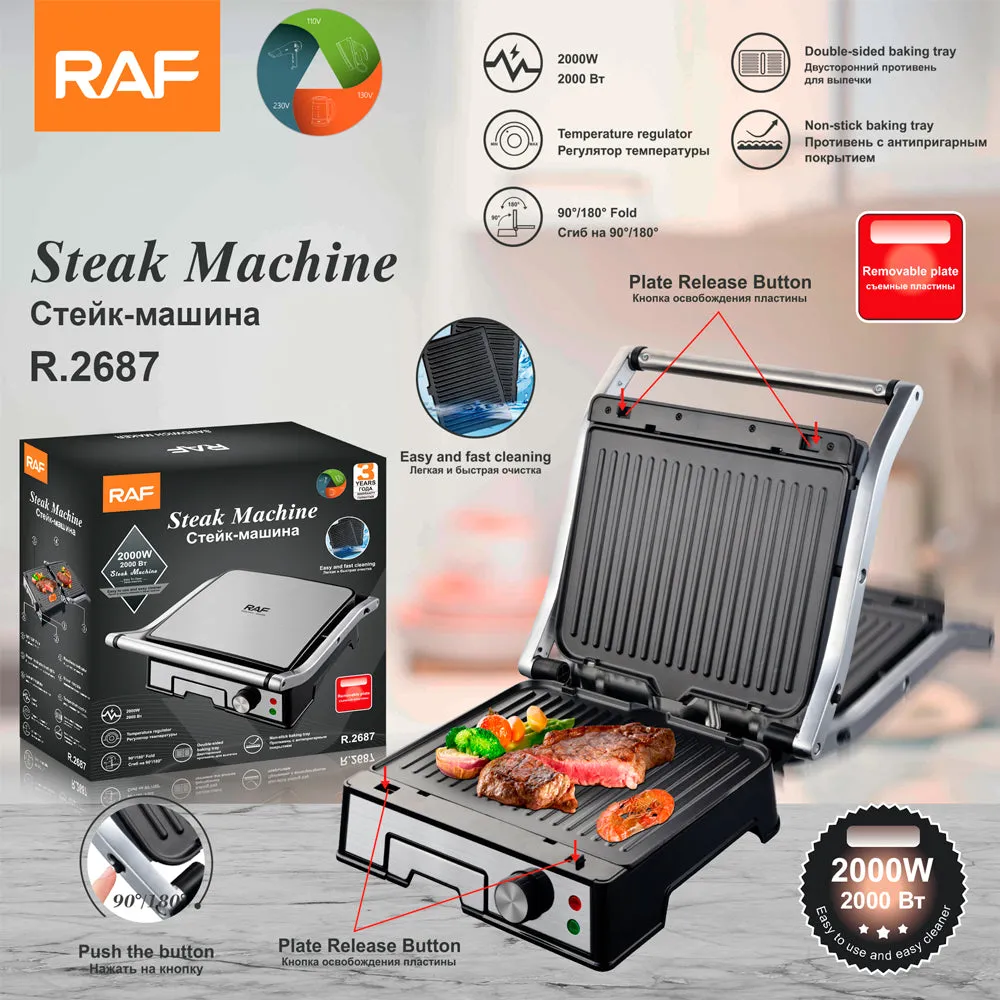 RAF Steak Machine | Double-Sided baking Tray | Non-Stick | Temperature Regulator | Easy to Clean