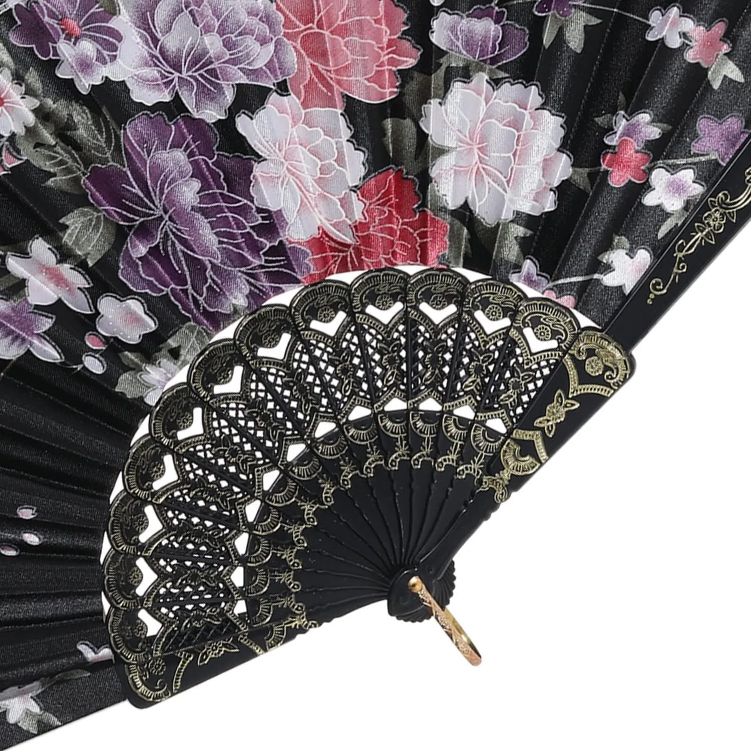 Rcelebrare Hand Fan Silk Sakura Butterfly Printed Japanese Folding Hand Fan (Multi Colors) Set Of 1 Pcs In This Article