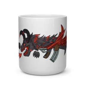 Red Black Dragon Gun Heart Shape Mug