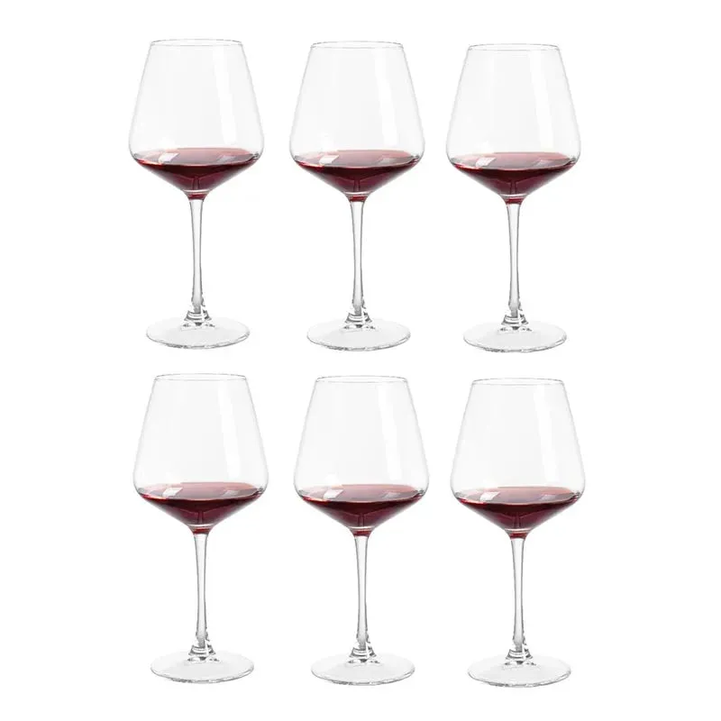 Red Wine Goblet and Champagne Glasses Clear Crystal Drinkware | Set of 6 | 2 x 12 inches | 460ml