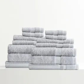 Renee Taylor Stella 14 Piece Silver Towel Pack