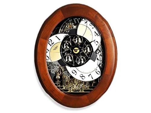 Rhythm 4MH780WD06 Small World Musical Wooden Wall Clock Swarovski Crystal Gift