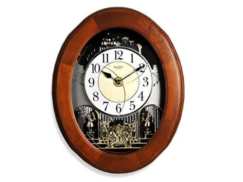 Rhythm 4MH780WD06 Small World Musical Wooden Wall Clock Swarovski Crystal Gift