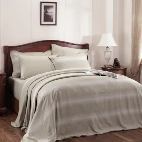 Rhythmic Stripe Made With Egyptian Cotton Ultra Soft Chinchilla/White - Light Beige 6PC Duvet Cover Set