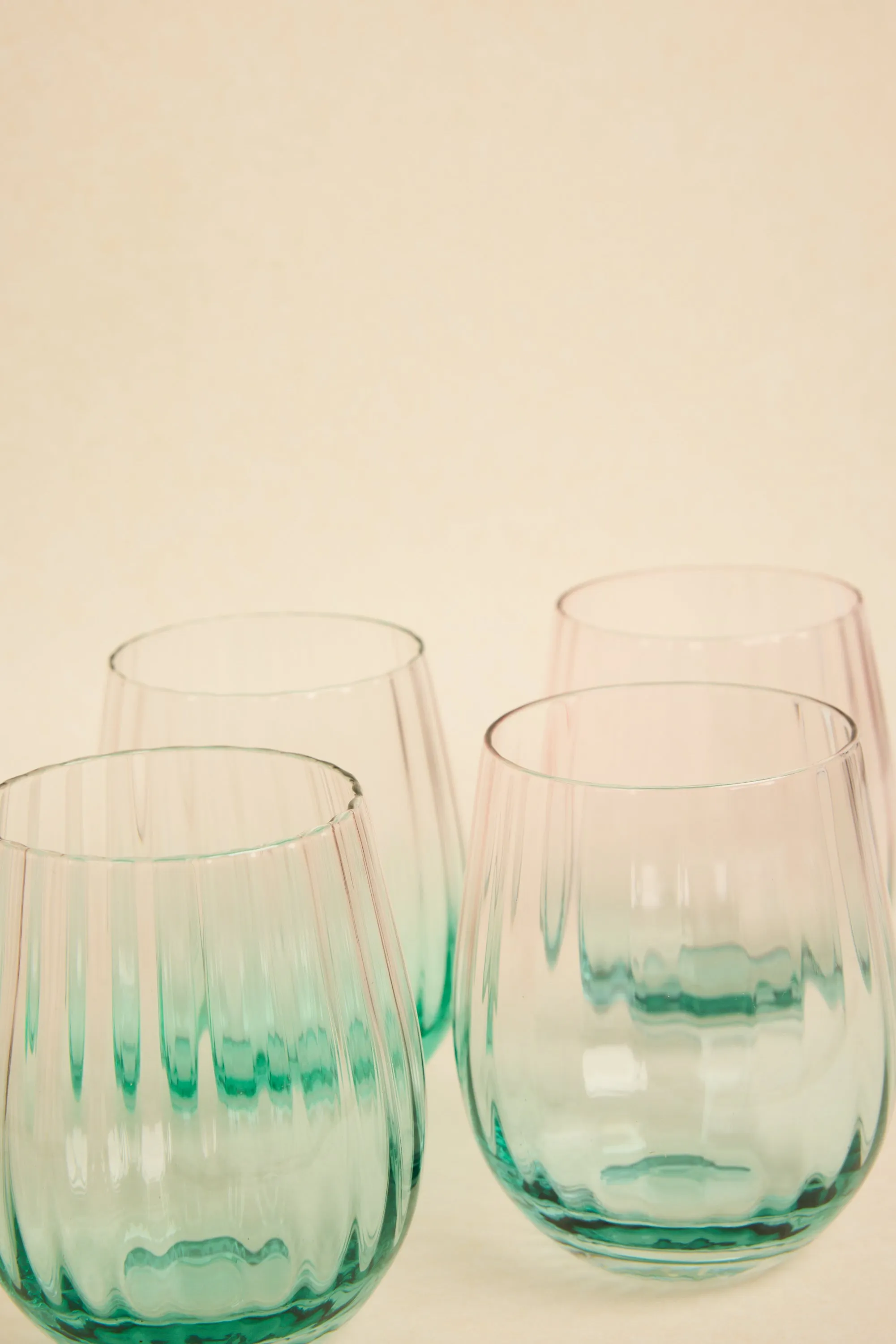 Ripple Pink Green Stemless Wine Glass