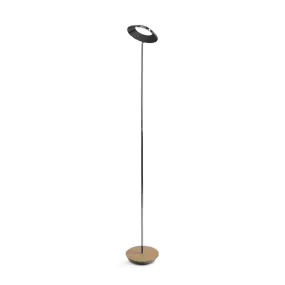 Royyo Chrome with White Oak Contemporary LED Floor Lamp with USB Port