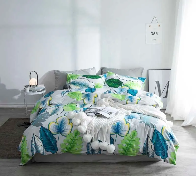 Ruby Tropical Nature 4-Piece 100% Cotton Full-Queen Duvet Cover Sets