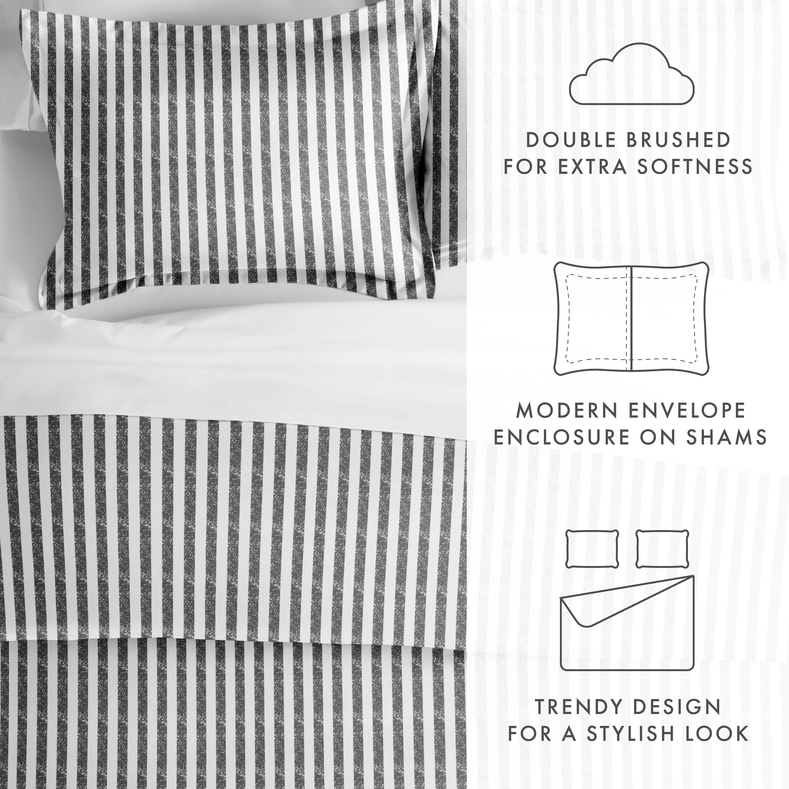 Rugged Stripes Pattern 3-Piece Duvet Cover Set (Sale)