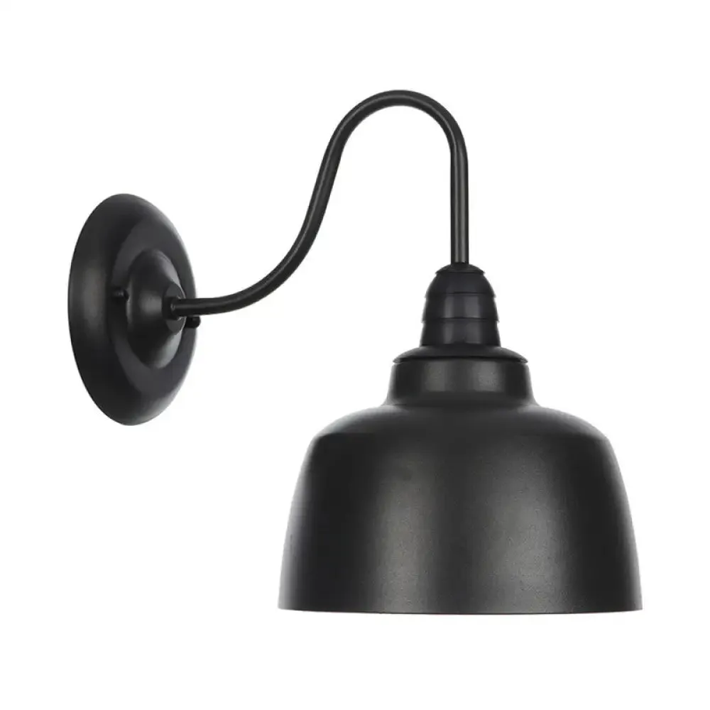 Rustic Black Bowl Kitchen Wall Light with Adjustable Arm - 1-Light Metallic Wall Mounted Lamp