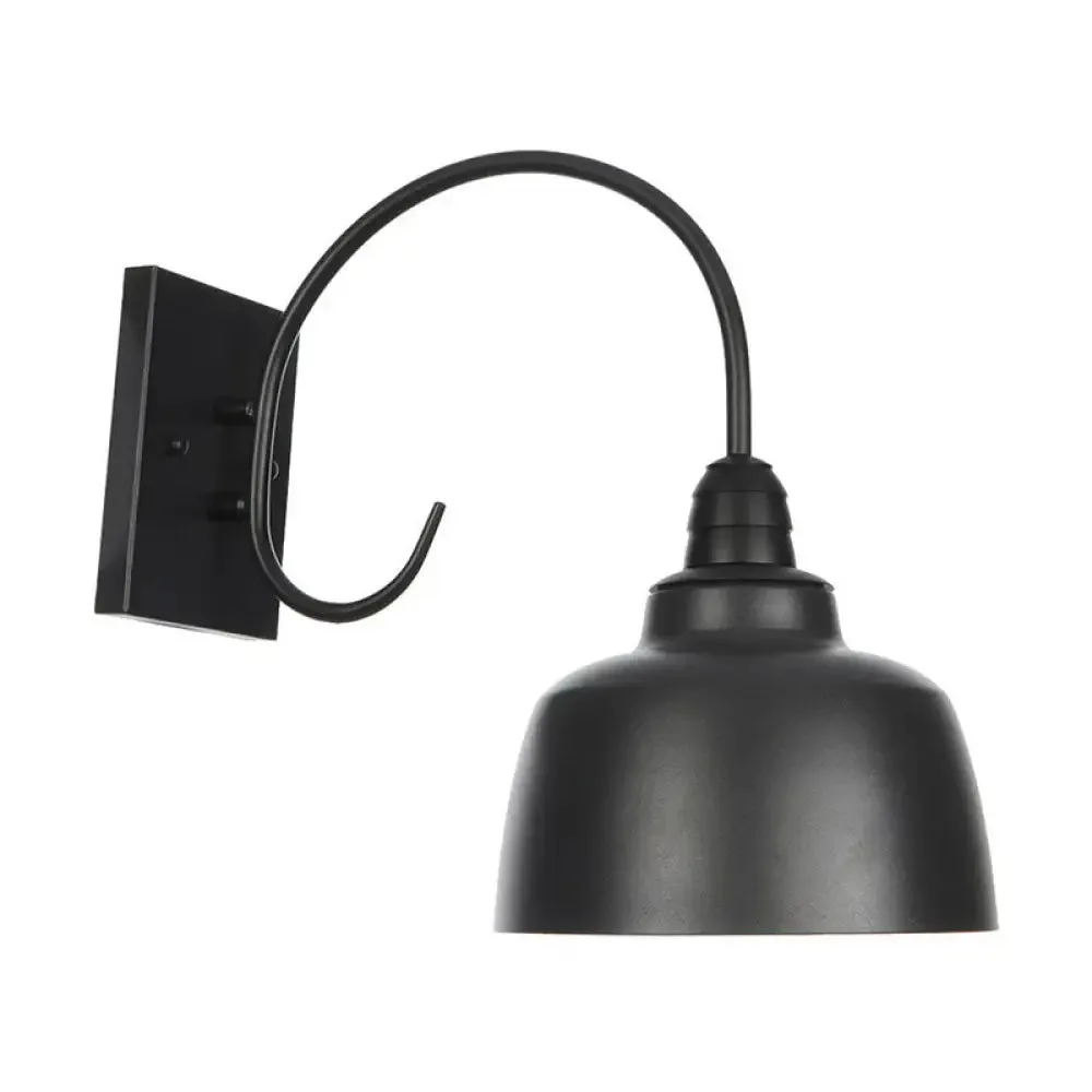 Rustic Black Bowl Kitchen Wall Light with Adjustable Arm - 1-Light Metallic Wall Mounted Lamp