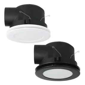 Samba Round Exhaust Fan in White or Black with Light