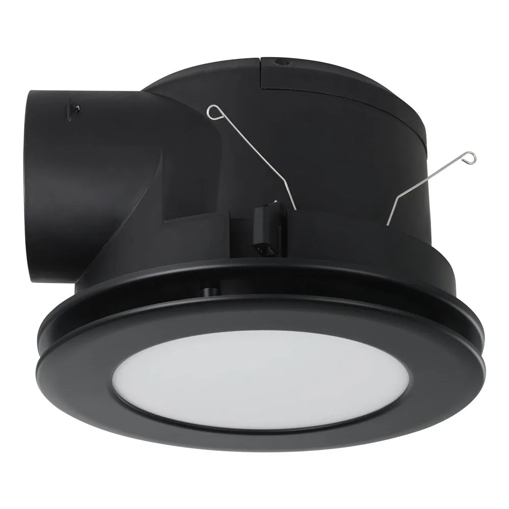 Samba Round Exhaust Fan in White or Black with Light