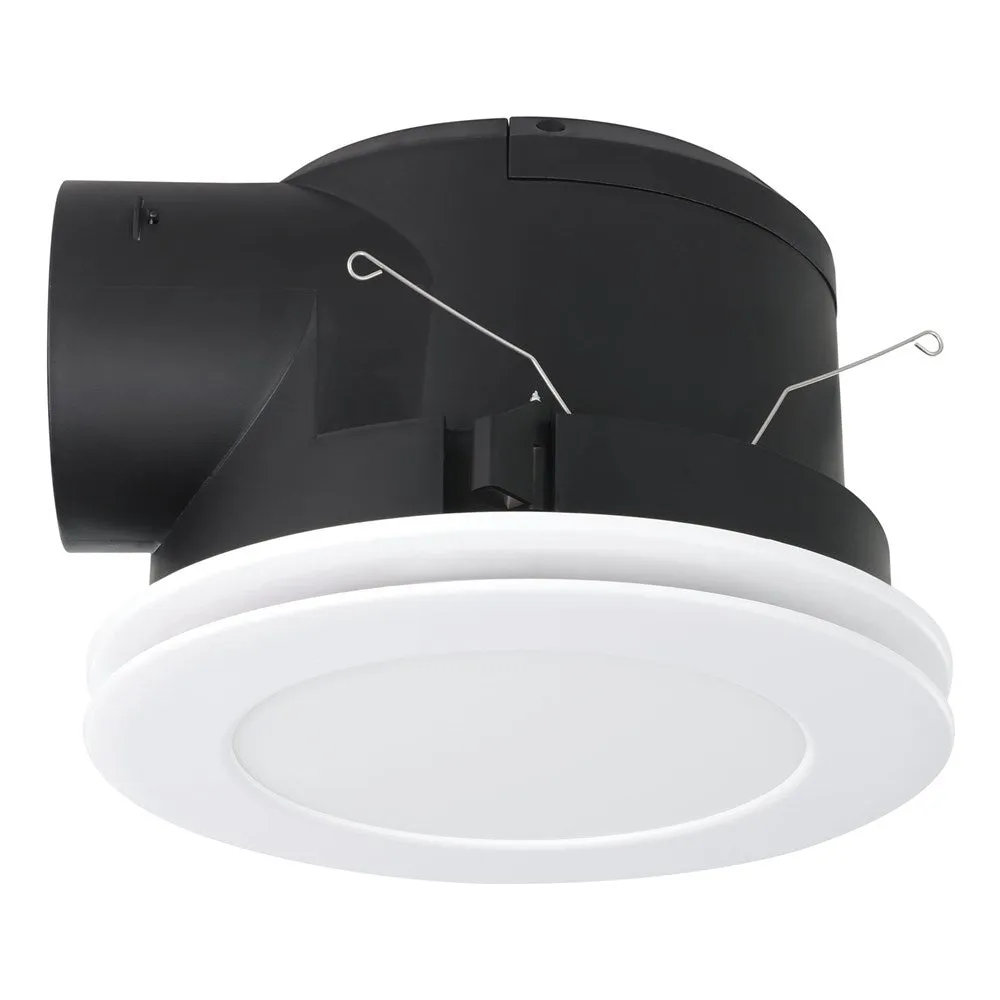 Samba Round Exhaust Fan in White or Black with Light