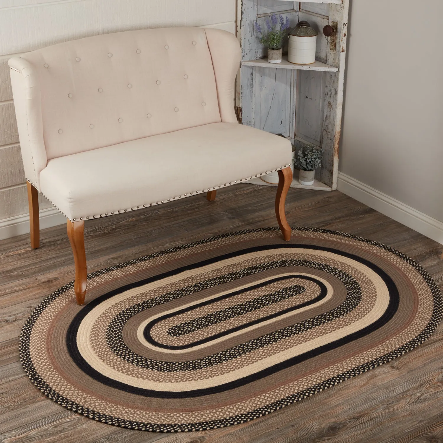 Sawyer Mill Charcoal Jute Rug Oval w/ Pad 48x72