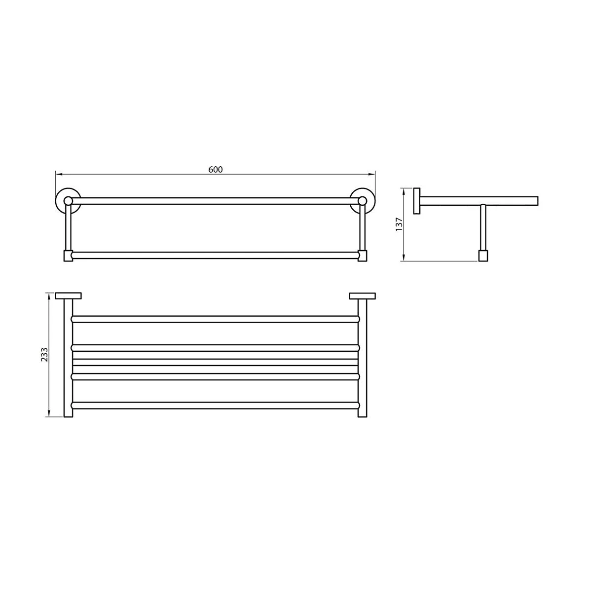 Scudo Delta Wall Mounted Bath Towel Shelf in Chrome - DELTA-010