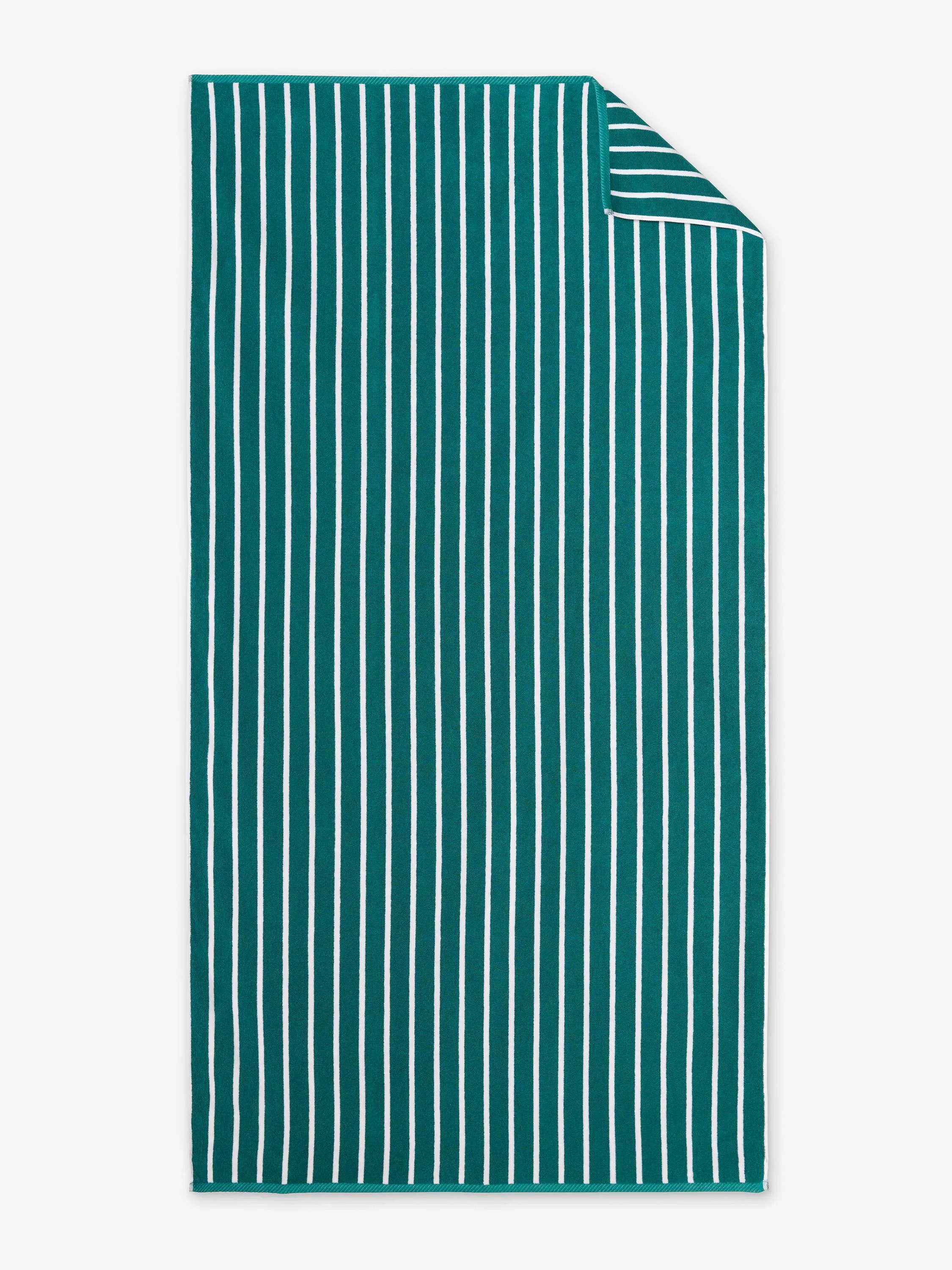 Sea Green Pinstripe Cabana Beach Towel