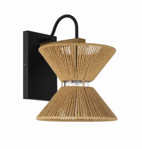 Serena 1-Light Wall Sconce in Flat Black & Walnut