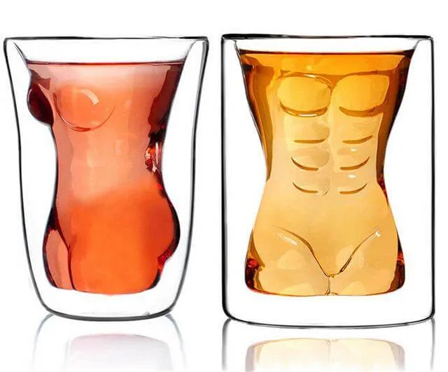 Sexy Lady Men Durable Double Wall Whiskey Glasses