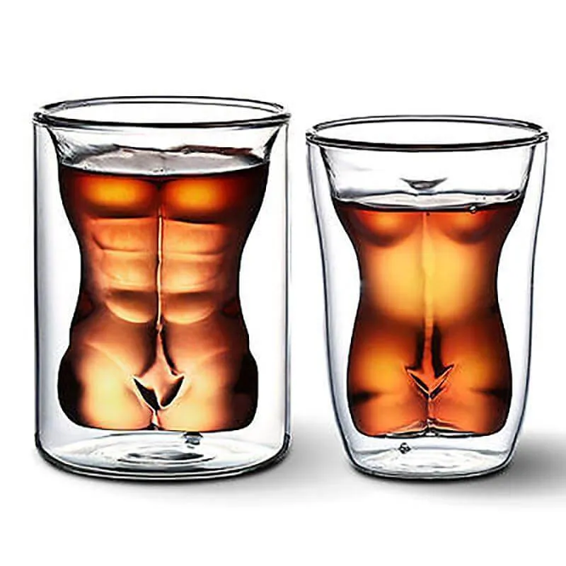 Sexy Lady Men Durable Double Wall Whiskey Glasses