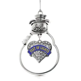 Silver Fest of Lights Pave Heart Charm Snowman Ornament