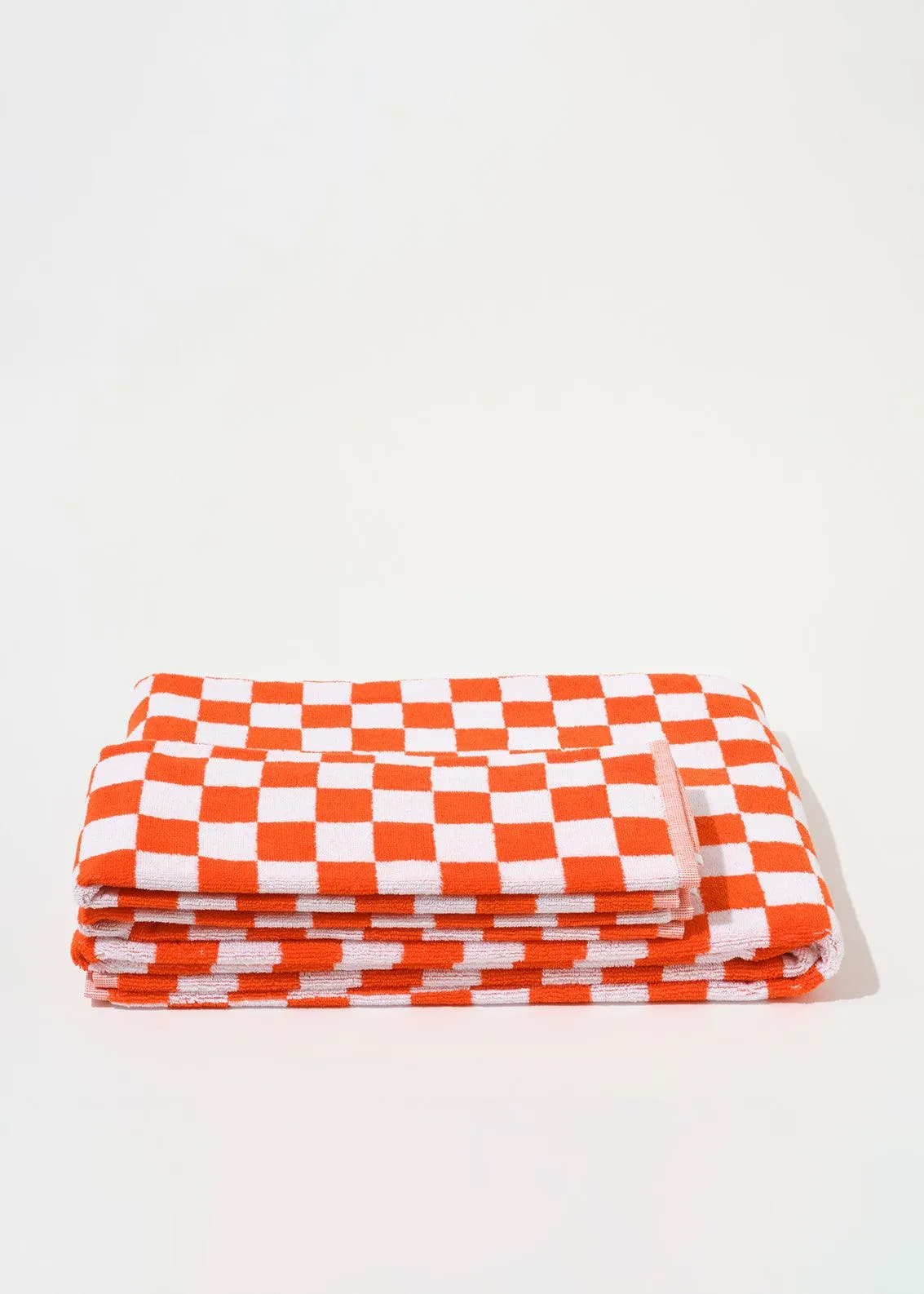 SINGLE LARGE TOWEL - ORANGE SMALL CHECK