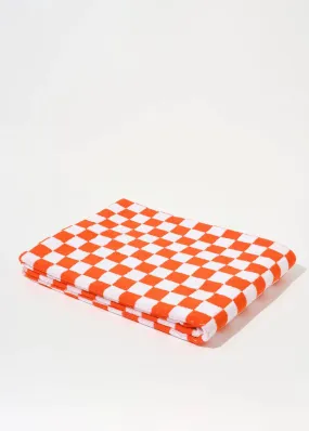 SINGLE LARGE TOWEL - ORANGE SMALL CHECK