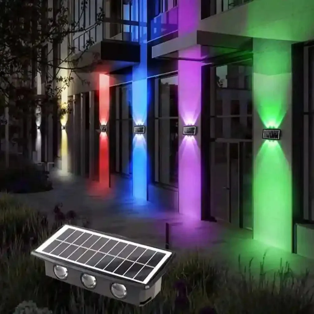 Solar Wall Lamp Outdoor LED Multicolour Decorative Light For Home and Garden ( Renewed )