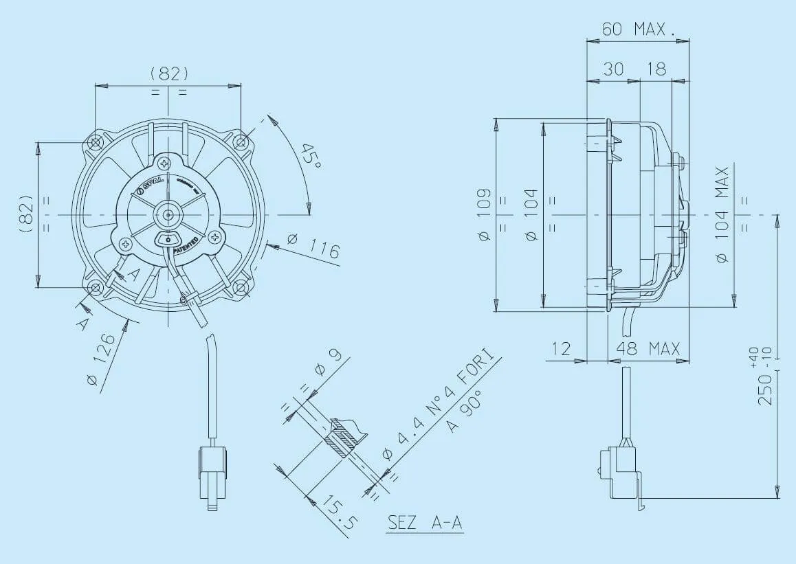 SPAL Electric Fan (4" - Puller Style - Low Profile - 147 CFM) 30103018