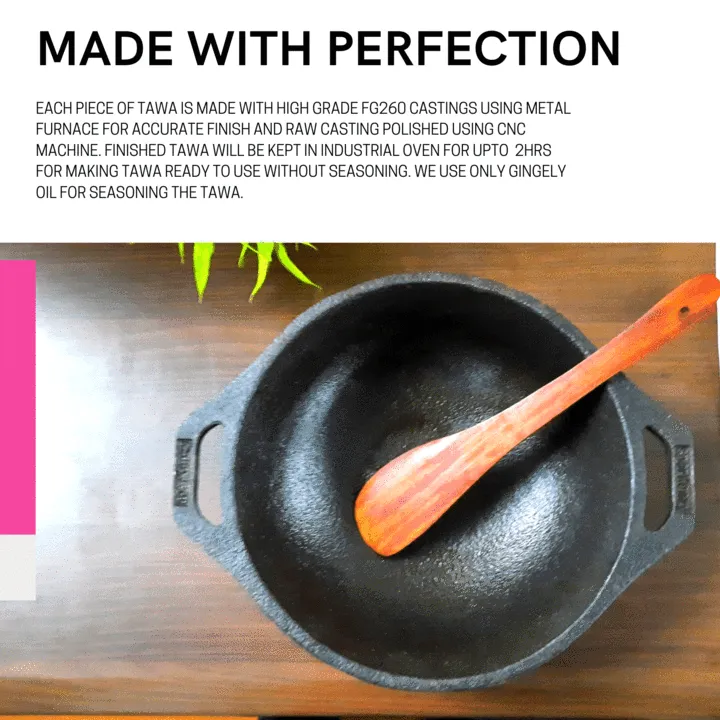 Sparkenzy Pre seasoned Cast iron Skillet 10 inch | kadai 10 inch | Paniyaram pan 12 pit | Combo